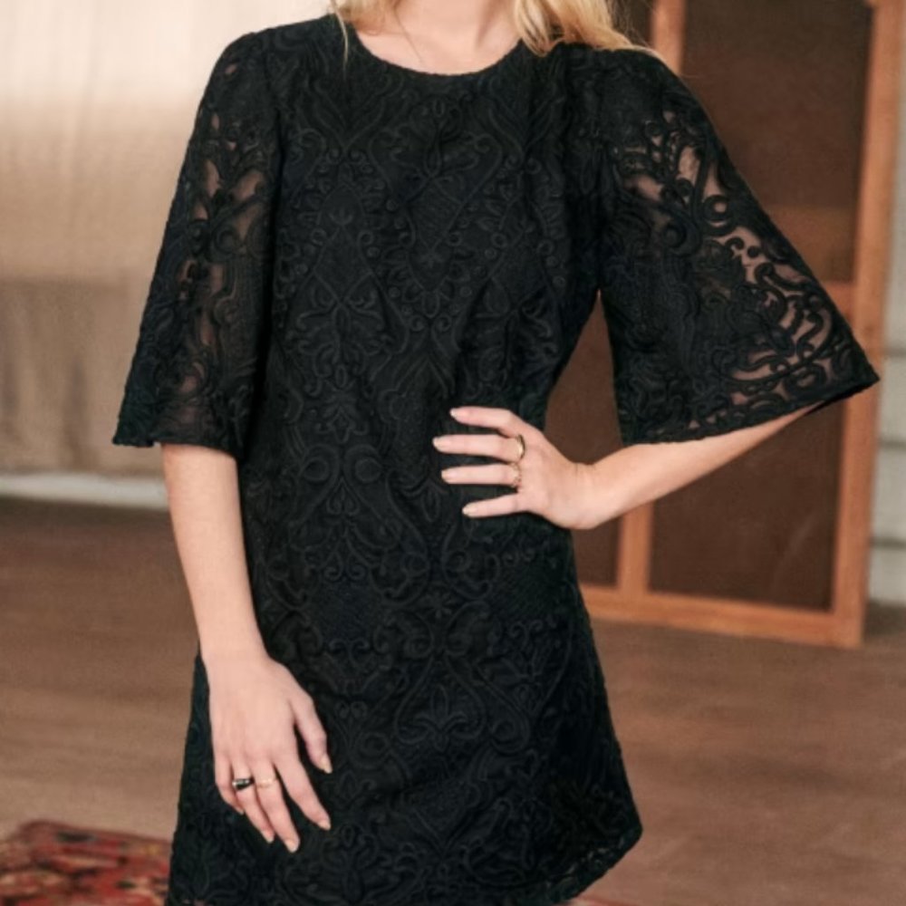 Sezane Gabin Black Mini Dress